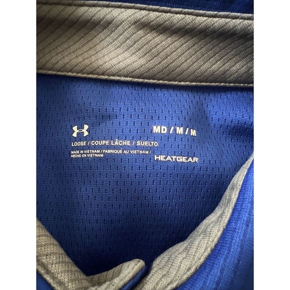 Under Armour Tech Polo Blue‎ Loose Fit Heatgear Golf Polo Shirt Mens Size Medium - Picture 5 of 6